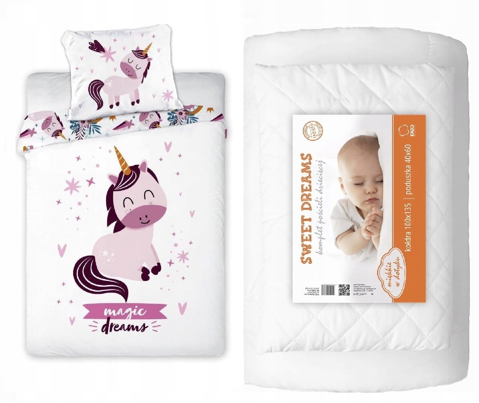 POŚCIEL DO ŁÓŻECZKA 100X135 jednorożec unicorn dziecięca niemowlęca