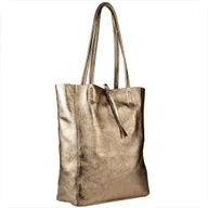 Torebki damskie - Torebka skórzana lekka shopper stare złote - miniaturka - grafika 1