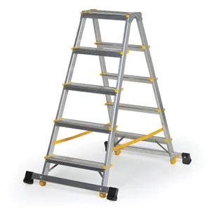 Aluminiowe stopnie dwustronne ALVE EUROSTYL ze stabilizatorem, 2x5 stopni, wysokość 1,04 m - Pozostałe wyposażenie warsztatu - miniaturka - grafika 1
