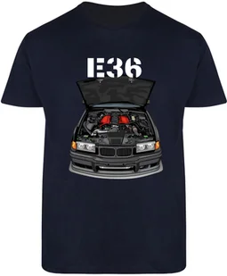 T-SHIRT MĘSKI DLA FANA BMW E36 M3 M POWER KOSZULKA GRANATOWA R-L A99 - Koszulki męskie - miniaturka - grafika 1