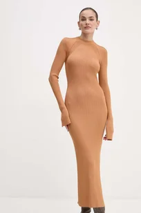 Patrizia Pepe sukienka kolor brązowy maxi dopasowana 8A1338 K9J5 - Sukienki - miniaturka - grafika 1