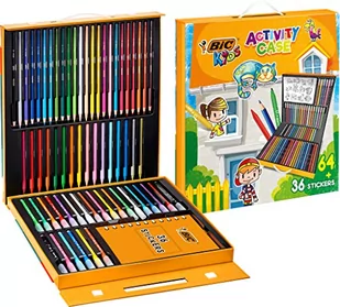 BIC Kids 961558 Activity Case (24 kredki, 24 flamastry, 16 kredek i 36 naklejek do malowania) 961558 - Kredki, ołówki, pastele i pisaki - miniaturka - grafika 1