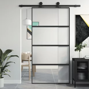 Drzwi przesuwne, czarne, 102,5x205cm, szkło hartowane aluminium 8721012120556 - Drzwi wewnętrzne - miniaturka - grafika 1