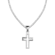 Bransoletki - Srebrny komplet z KRZYŻYKIEM frezowany PANCERKA 92 - miniaturka - grafika 1