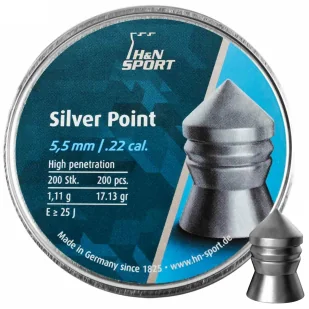 Śrut H&N 5,50mm diabolo Silver Point 200szt - Amunicja do wiatrówek - miniaturka - grafika 1