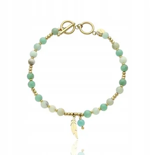 Bransoletka Z Kamieni Pozłacana Stal Szlachetna Z Amazonitem Turkusowa - Bransoletki Bransoletka Z Kamieni Pozłacana Stal Szlachetna Z Amazonitem Turkusowa - Bransoletki - miniaturka - grafika 1