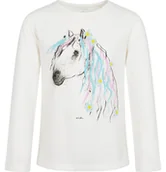 Bluzki dla dziewczynek - T-shirt z długim rękawem dla dziewczynki, z koniem, biały, 3-8 lat - miniaturka - grafika 1
