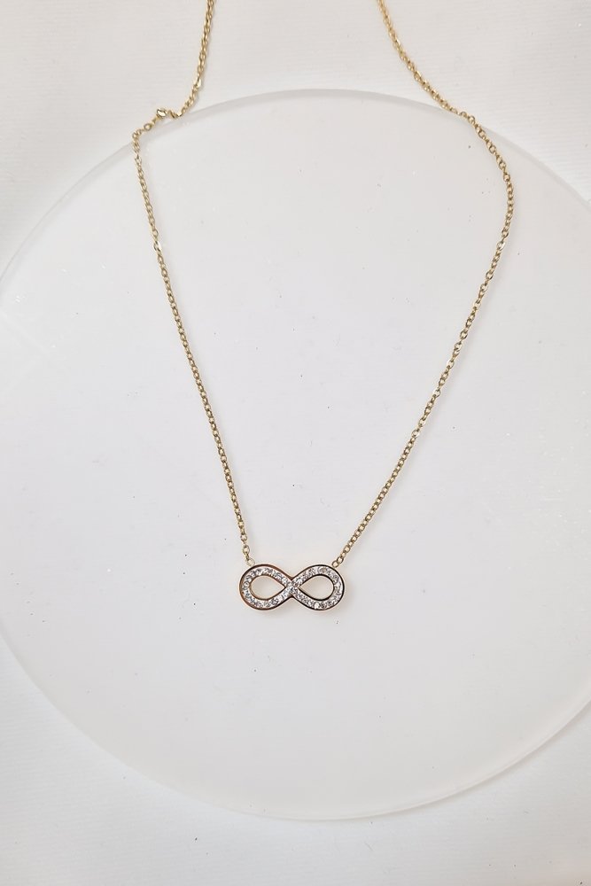 Naszyjnik Nieskończoność z Białymi Cyrkoniami Złoty