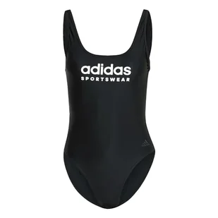 adidas Damski strój kąpielowy z dekoltem w kształcie litery U, czarny 112 cm, Czarny, 128 - Stroje kąpielowe - miniaturka - grafika 1