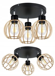 Lampa Wisząca Sufitowa Żyrandol Kula Drewniana - Lampy sufitowe - miniaturka - grafika 1