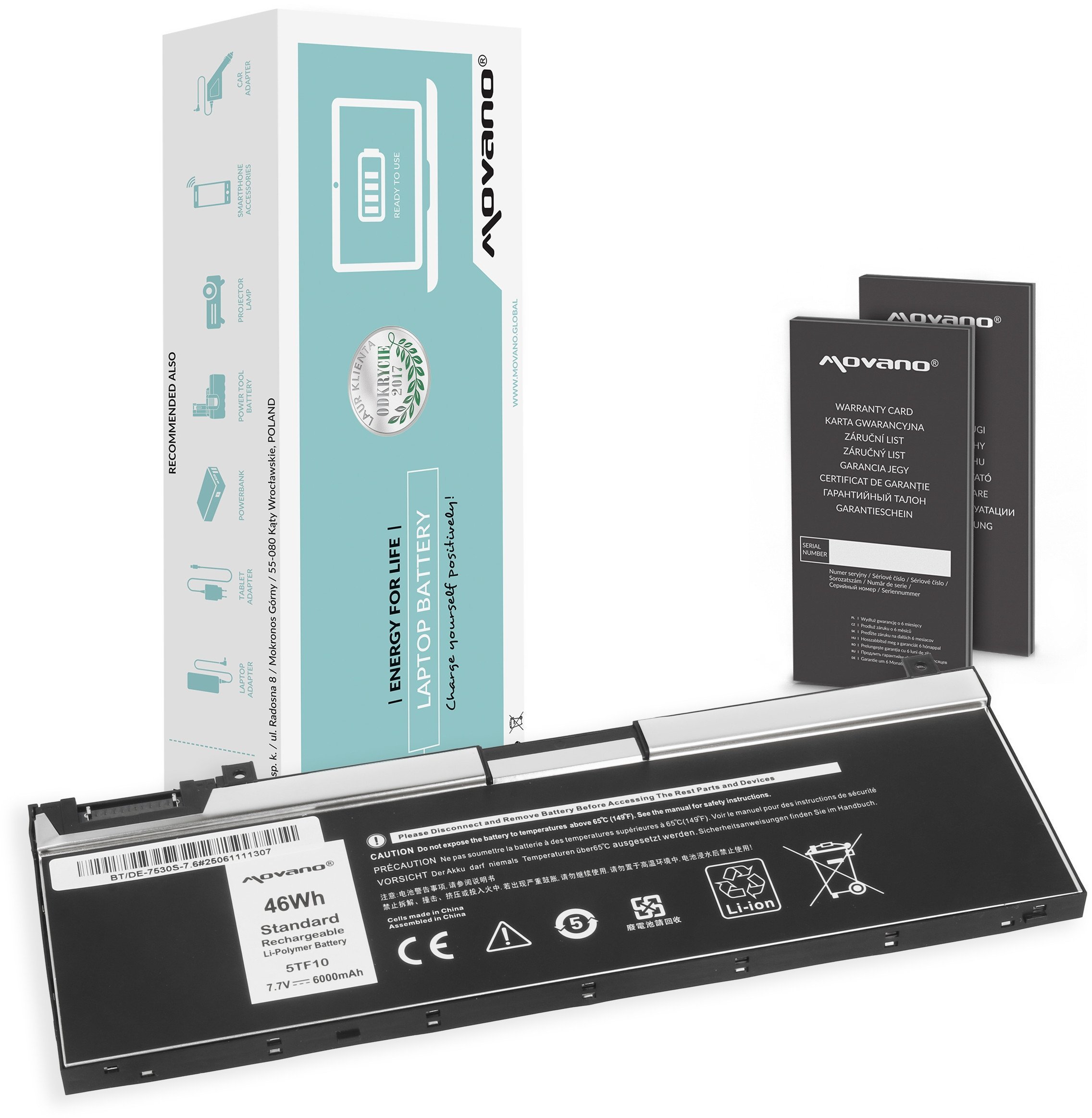 Bateria Movano do DellPrecision 7530, 7540, 7730 - 5TF10 7.6V 6000mAh