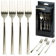 Widelce - WIDELCZYKI DESEROWE DO CIASTA PRZEKĄSEK STALOWE ZŁOTE 4-ELE SATYNOWE EXCELLENT HOUSEWARE 139745 - miniaturka - grafika 1