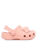 Buty dla dziewczynek - Crocs Klapki Toddler Classic Velvet Bow Clog 211887 Różowy - miniaturka - grafika 1