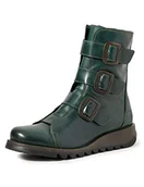 Kozaki damskie - FLY London Damski Fly London scop rug skórzana Biker zimowy obcas klinowy sztyblety, kolor: Petrol, rozmiar: 39 P144110005_005 - miniaturka - grafika 1