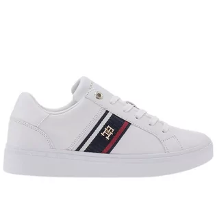 Buty sportowe damskie - Buty Tommy Hilfiger Corp Webbing Sneaker FW0FW07379-YBS - białe - grafika 1