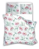 Pościel - Faro Pościel bawełniana 220x200 Eufloria 012 kwiaty biała różowa miętowa dwustronna - miniaturka - grafika 1