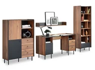 Meble do sypialni - KOMPLET MEBLI BIUROWYCH PUERTO 1 NA NÓŻKACH ORZECH CZARNY - miniaturka - grafika 1