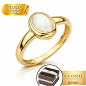Pierścionki - PIERŚCIONEK ZŁOTY 585 14K Z OPALEM OVAL GŁADKA OPRAWA R20 - miniaturka - grafika 1