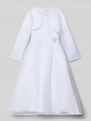 Sukienki i spódniczki dla dziewczynek - Sukienka z haftami i obszyciem ozdobnymi kamieniami - miniaturka - grafika 1