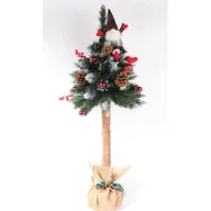 Choinki - Choinka dekorowana na pniu z czerwonym skrzatem 100 cm - miniaturka - grafika 1