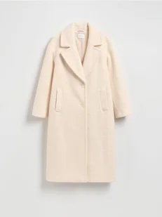 Reserved - Płaszcz z tkaniny boucle - kremowy - Płaszcze damskie - miniaturka - grafika 1