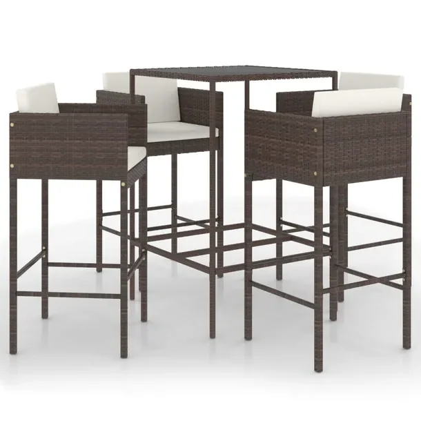 Zestaw Mebli Barowych Ogrodowych Rattan PE, Stół 70x70x110 cm, Krzesła 5