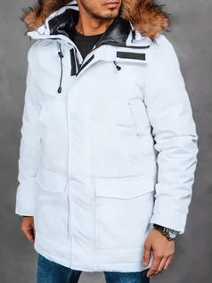 Kurtki męskie - Kurtka męska zimowa z kapturem biała Dstreet TX4322 - grafika 1