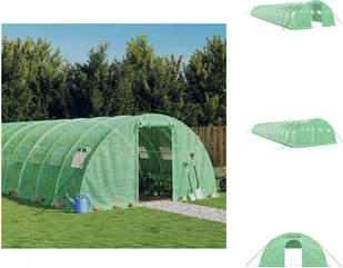 vidaXL Szklarnia z ramą stalową zielona 72 m² 18x4x2 m - Szklarnie - Szklarnie ogrodowe - miniaturka - grafika 1