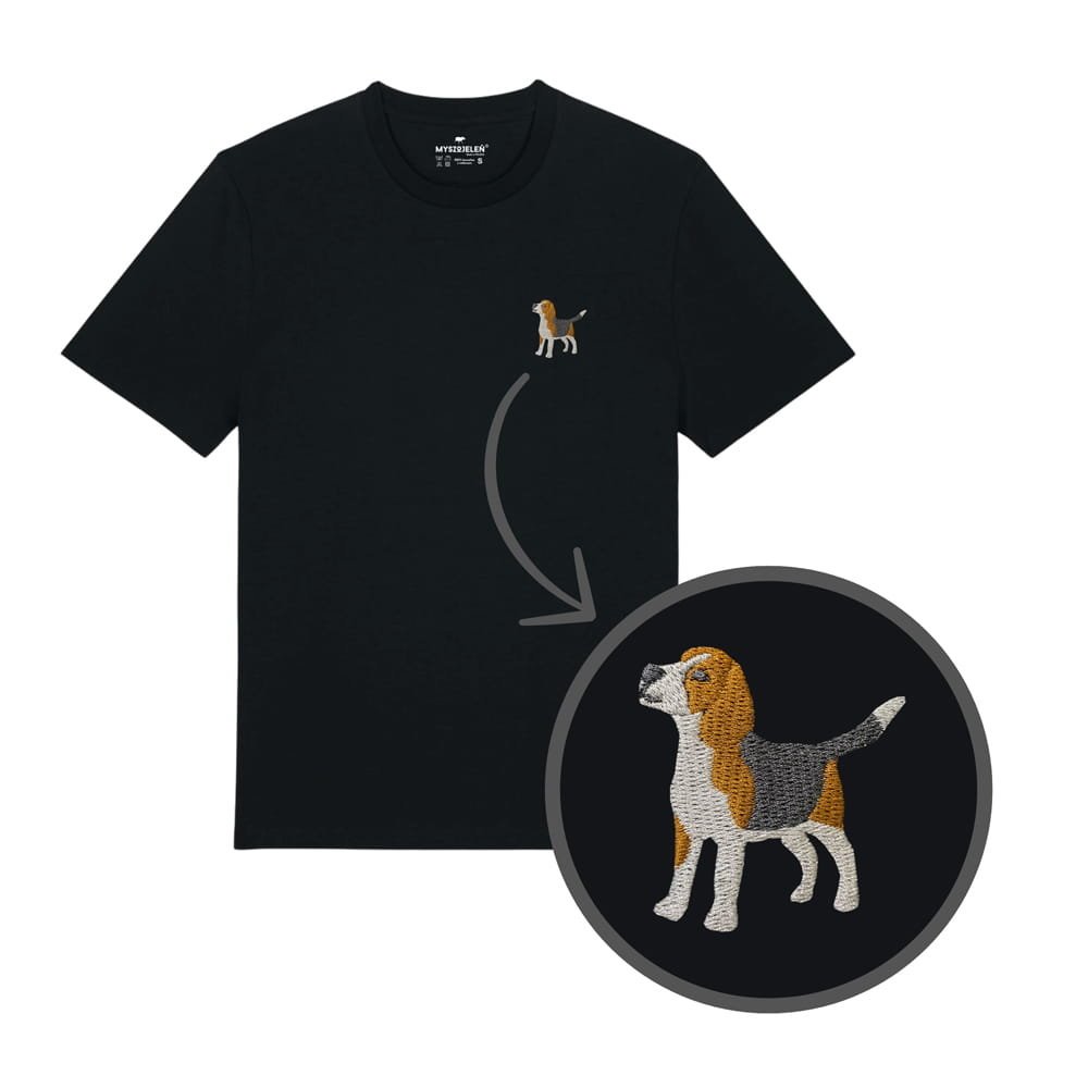 Haftowany T-shirt - BEAGLE - czarny 3XL