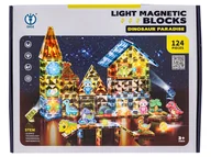 Klocki - KLOCKI MAGNETYCZNE ŚWIECĄCE PARK DINOZAURÓW - miniaturka - grafika 1