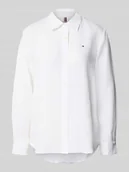 Bluzki damskie - Bluzka koszulowa o kroju regular fit z czystego lnu - miniaturka - grafika 1