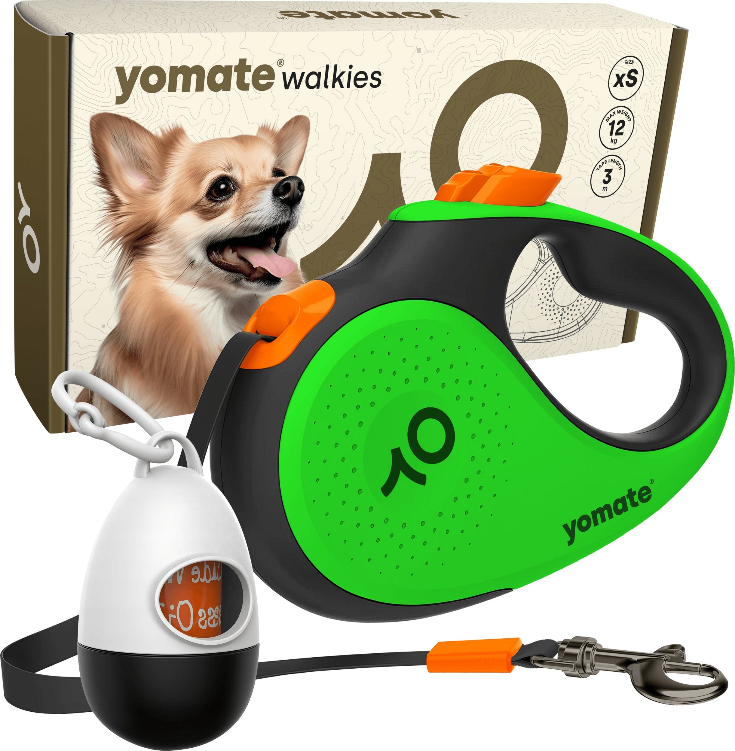 Yomate YOMATE! SMYCZ AUTOMATYCZNA DLA MAŁEGO PSA ZWIJANA Z BLOKADĄ + POJEMNIK