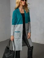 Swetry damskie - Milan Kiss Kardigan w kolorze szaro-turkusowym - miniaturka - grafika 1