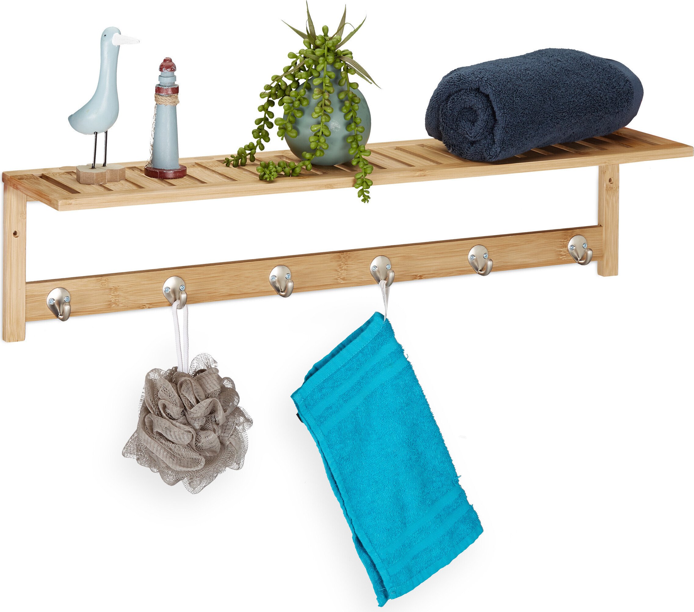 relaxdays Wieszak ścienny na ręczniki wykonany z bambusa
