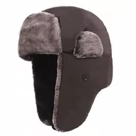 Czapki męskie - Zimowa Czapka Pilotka Uszatka Ciepła Męska Brązowa [Cz2-Brz] - miniaturka - grafika 1