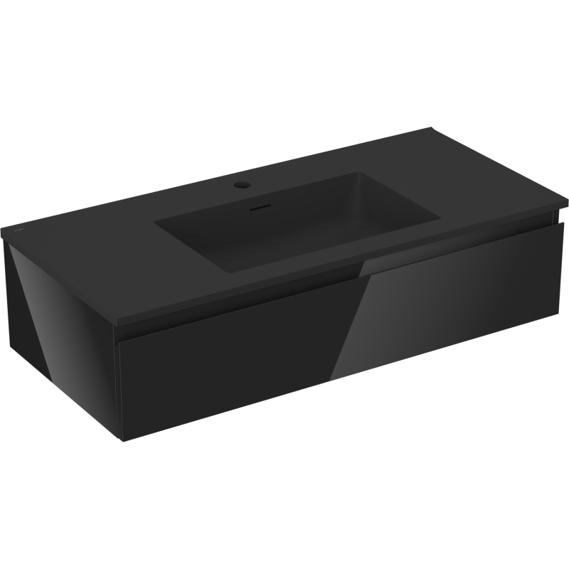 Mexen Orio szafka łazienkowa 100 cm z umywalką Otis, 1 szuflada, czarna połysk/czarna mat - 91A10-10023-1-BF70-W18M71