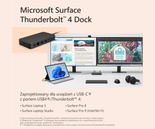 Microsoft Surface Dock USB-C (z Thunderbolt 4) - 4K USB LAN Audio - Huby USB - miniaturka - grafika 6