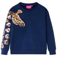 Bluzy dla dziewczynek - Granatowa bluza dziecięca z żyrafą, rozmiar 140, d - miniaturka - grafika 1