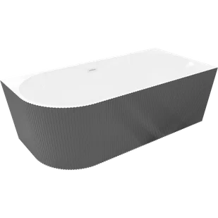Mexen Silo wanna wolnostojąca narożna prawa ryflowana 170 x 80 cm, biała/szara, przelew biały - 52891708062P-20 - Wanny - miniaturka - grafika 1