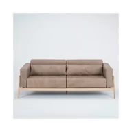 Sofy i kanapy - Jasnobrązowa sofa z bawolej skóry z konstrukcją z litego drewna dębowego Gazzda Fawn, 210 cm - miniaturka - grafika 1