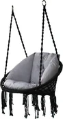 Fotele ogrodowe wiszące - Koala Hammock Fotel boho z poduchą, czarny Round 2 B - miniaturka - grafika 1