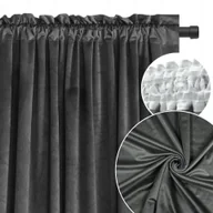 Zasłony - Zasłona welurowa ciemno szara 140x240 elegancka gruba nowoczesna miękka - miniaturka - grafika 1