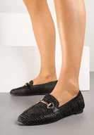 Mokasyny damskie - Czarne Mokasyny Ażurowe z Klamerką Falaniella - miniaturka - grafika 1