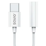 Kable - SAVIO ADAPTER USB-C - MINI JACK 3,5 MM (F) AK-51 - miniaturka - grafika 1