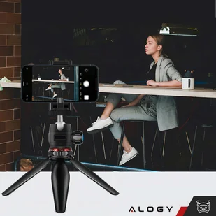 Uchwyt na telefon Alogy Mini Tripod Trójnóg Liginn do robienia zdjęć do telefonu kamery GoPro lampy ring 1/4 Czarny - Statywy fotograficzne - miniaturka - grafika 11