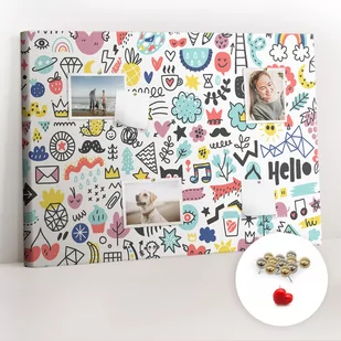Korkowa Tablica 100x70 cm - Obrazki szkice + Metaliczne Pinezki - Tablice i flipcharty - miniaturka - grafika 1