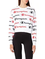 Bluzy damskie - Champion Seasonal AC Logo Allover Crewneck Sweatshirt Damska bluza, Biały (White Wl002), L - miniaturka - grafika 1