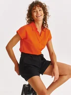 Koszule damskie - Koszula krótki rękaw pomarańczowa - DKS0007PO koszula krótki rękaw - DRYWASH - Odzieżowy sklep internetowy TOP SECRET - miniaturka - grafika 1
