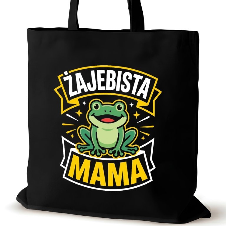 Czarna torba bawełniana dla MAMY na ramię nadrukiem prezent śmieszna