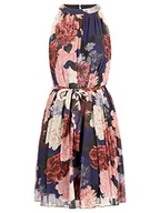 Sukienki - ApartFashion Damska sukienka szyfonowa, granatowa, wielokolorowa, normalna, Navy-Multicolor, 44 - miniaturka - grafika 1